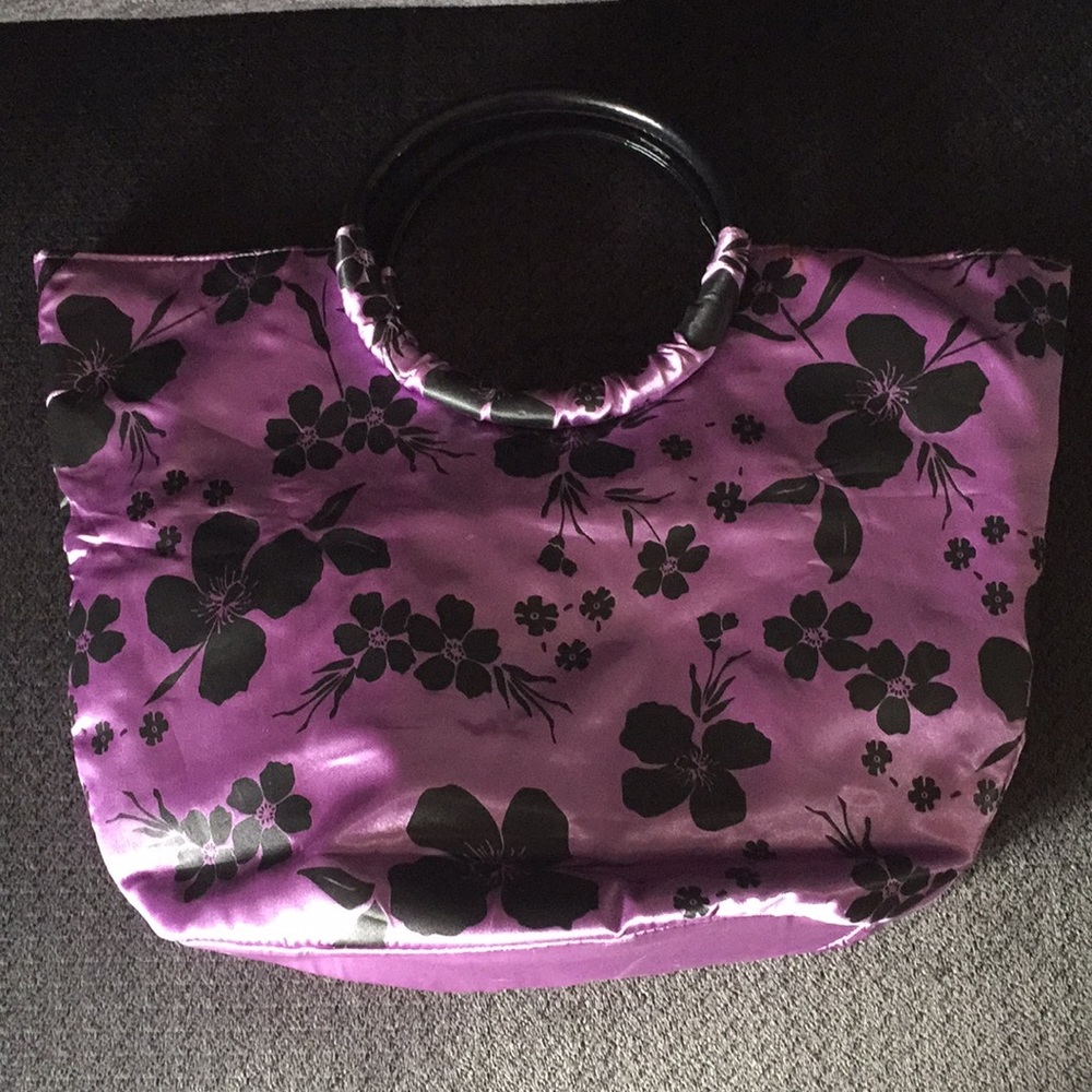 Purple and black Asian inspired handbag